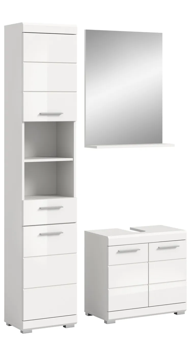 Badezimmer-Set Scout 3 | weiß Hochglanz / weiß | 3-teilig | optional Aufsatzleuchte