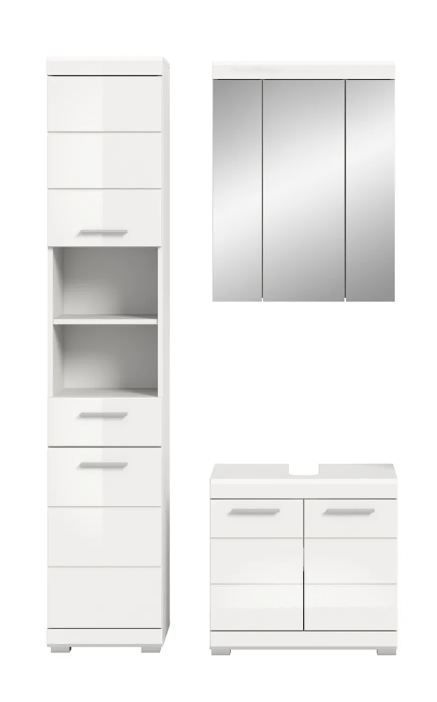 Badezimmer-Set Scout 4 | weiß Hochglanz / weiß | 3-teilig | optional Aufsatzleuchte