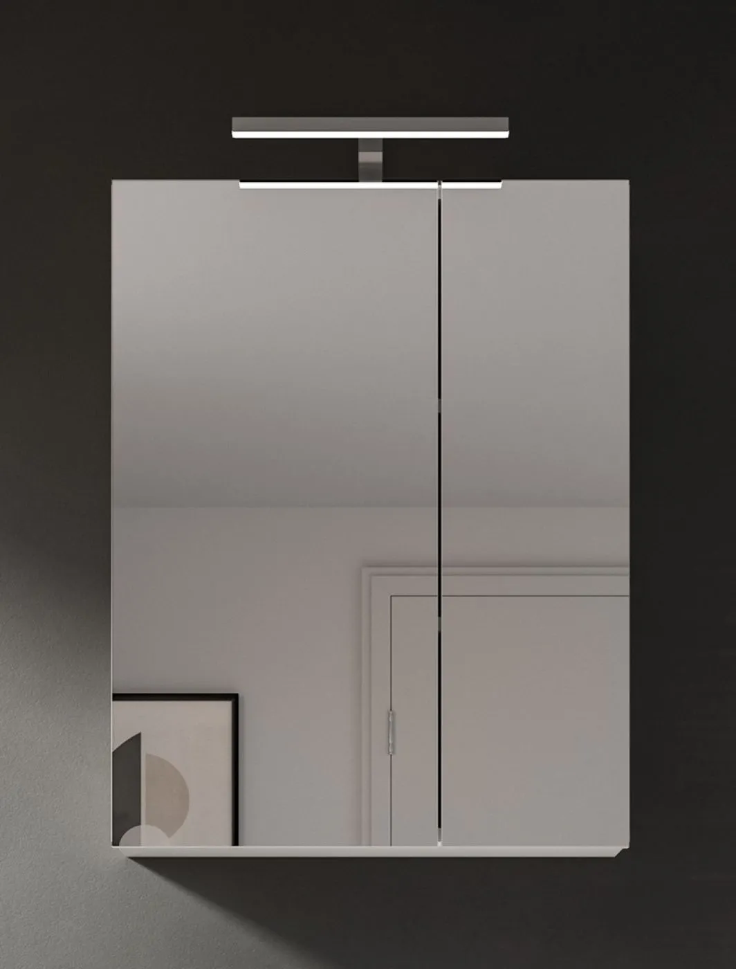 Badezimmer-Set Vira 1, 2-teilig, weiß Hochglanz, im Bad, Spiegelschrank über Waschtisch und Unterschrank – Ansicht 4