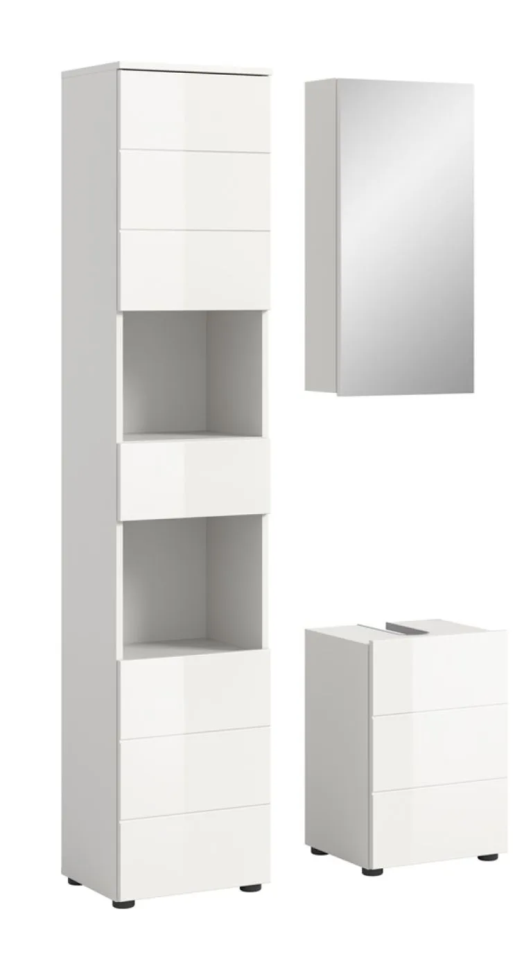 Badezimmer-Set Vira | 3-teilig | weiß / weiß Hochglanz