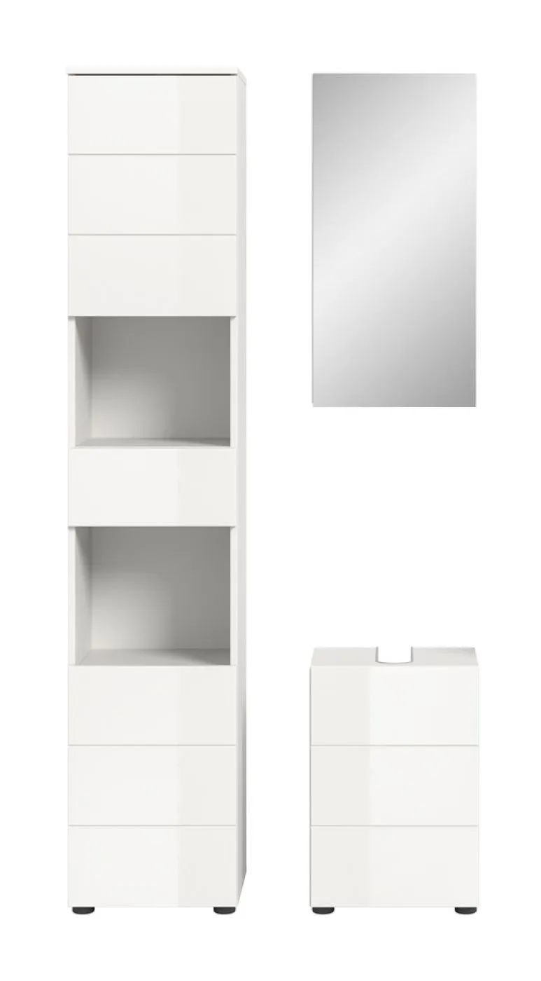 Badezimmer-Set Vira | 3-teilig | weiß / weiß Hochglanz