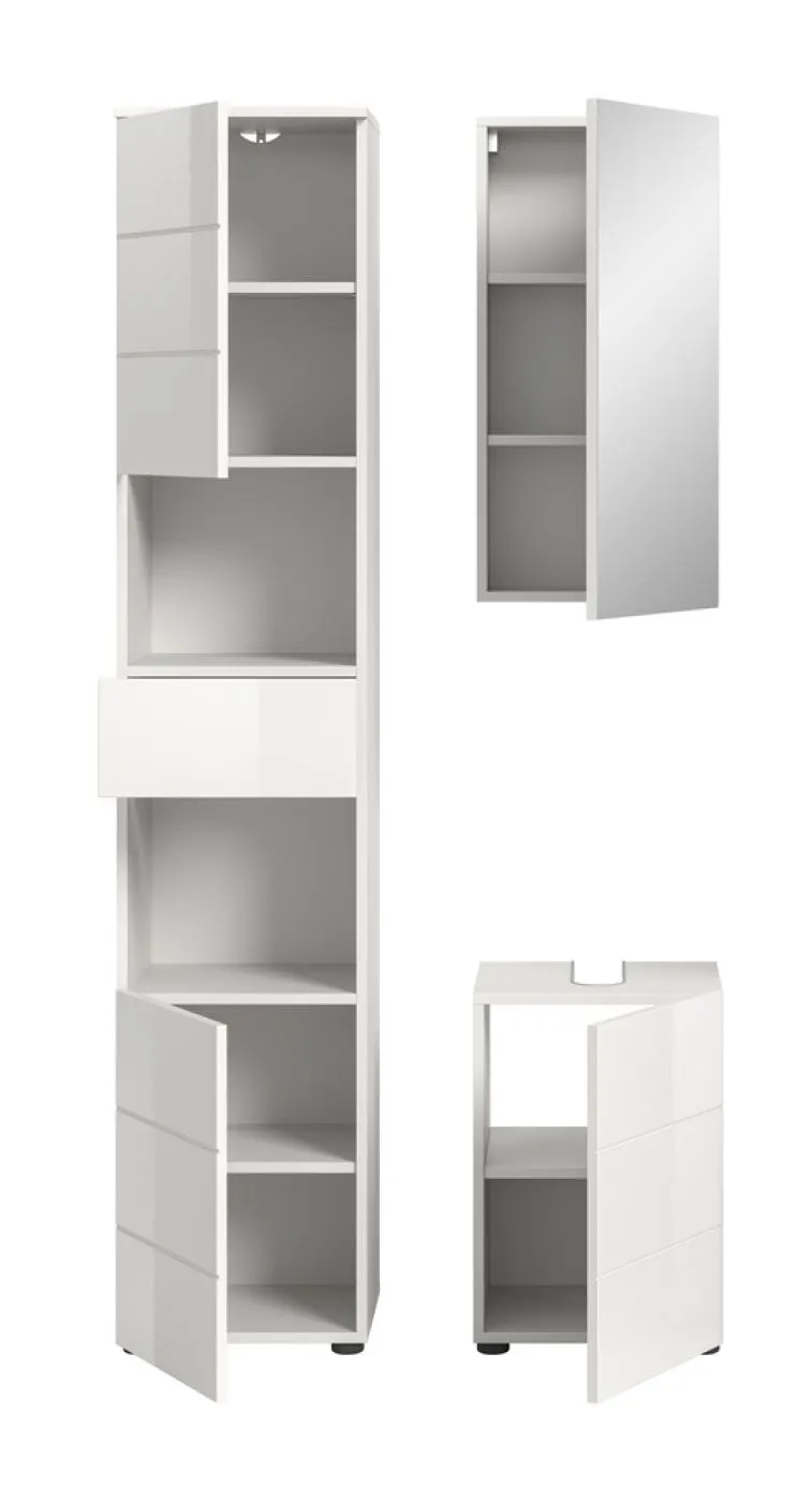 Badezimmer-Set Vira | 3-teilig | weiß / weiß Hochglanz