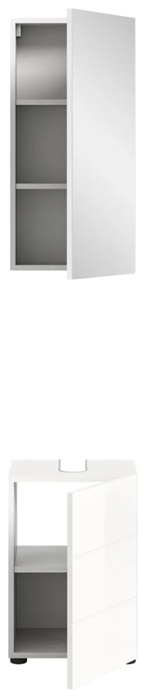 Badezimmer-Set Vira | weiß Hochglanz | 2-teilig | inkl. LED Beleuchtung