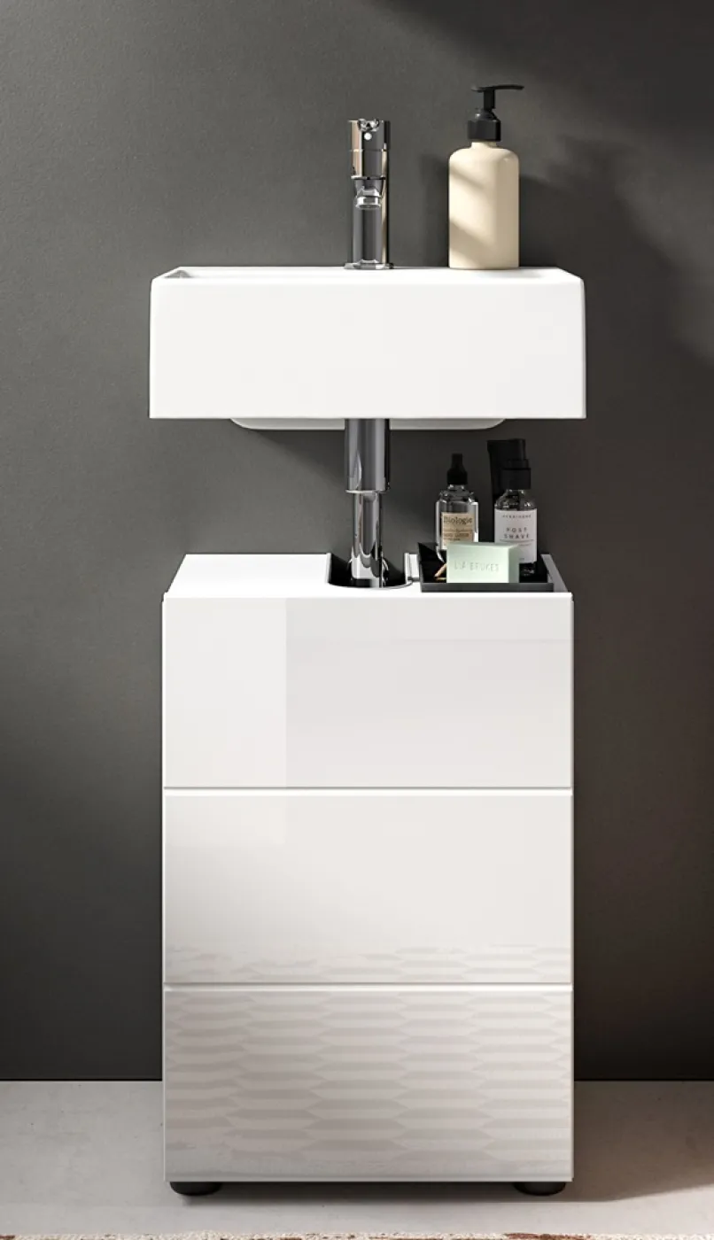 Badezimmer-Set Vira | weiß Hochglanz | 2-teilig | inkl. LED Beleuchtung