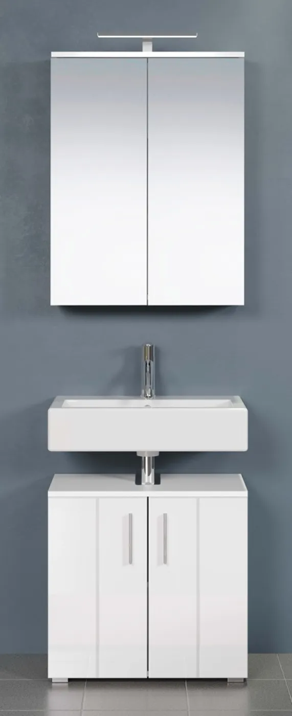 Badezimmer-Set Wons | weiß Hochglanz | 2-teilig mit Beleuchtung