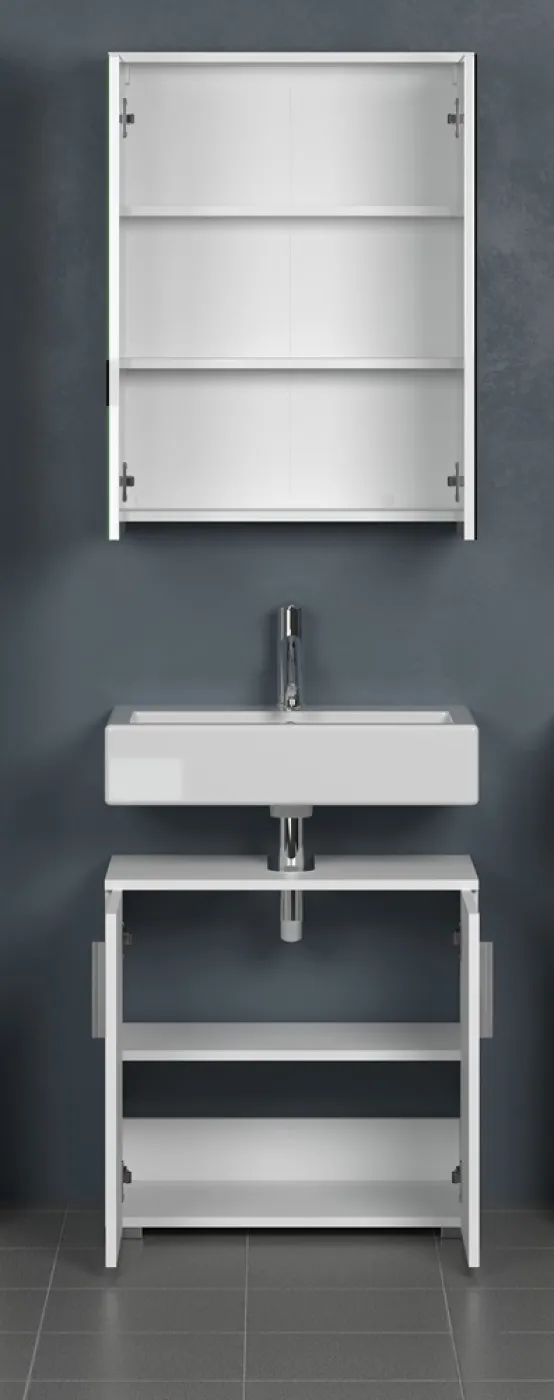 Badezimmer-Set Wons | weiß Hochglanz | 2-teilig mit Beleuchtung