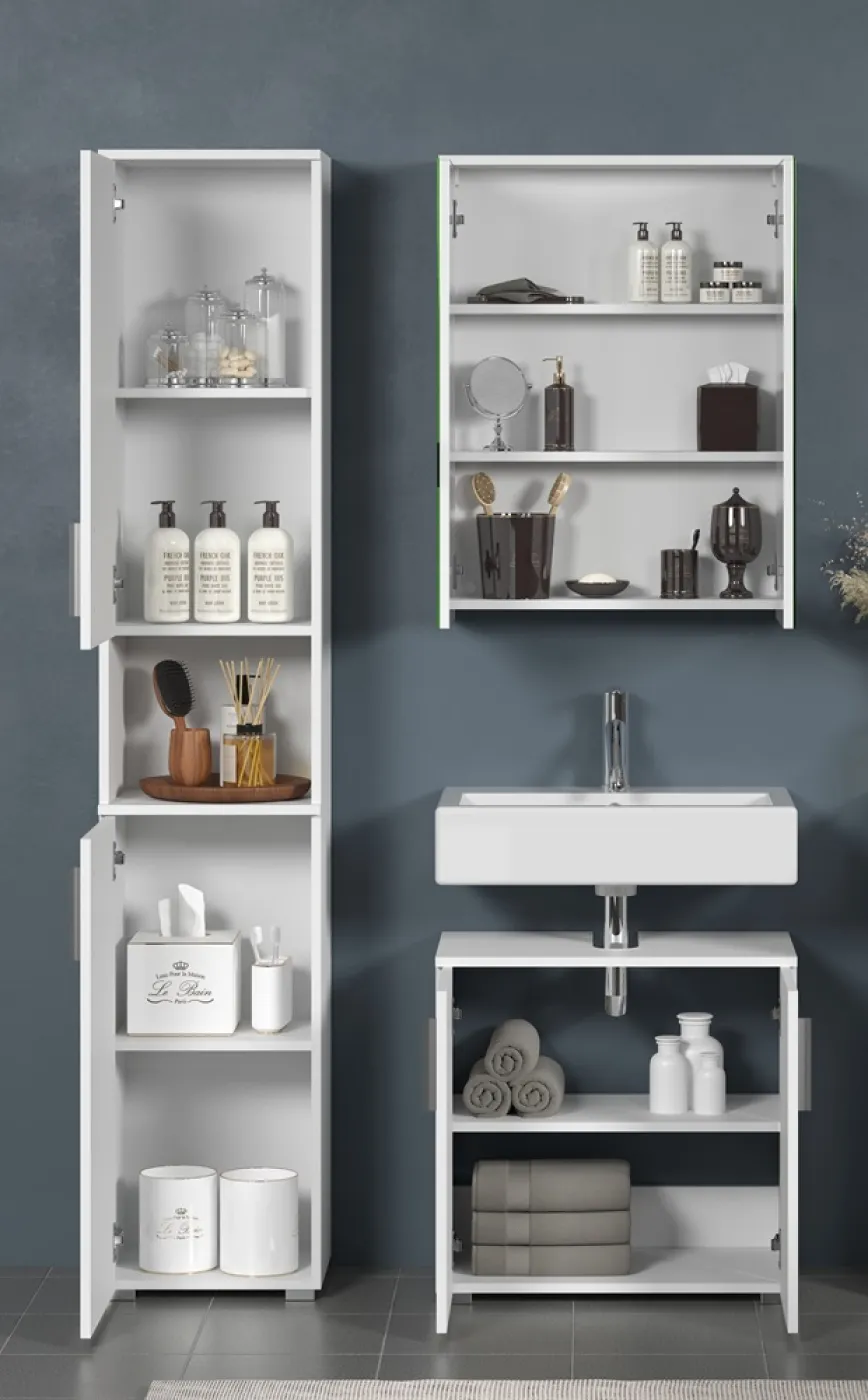 Badezimmer-Set Wons | weiß Hochglanz | 3-teilig ohne Beleuchtung