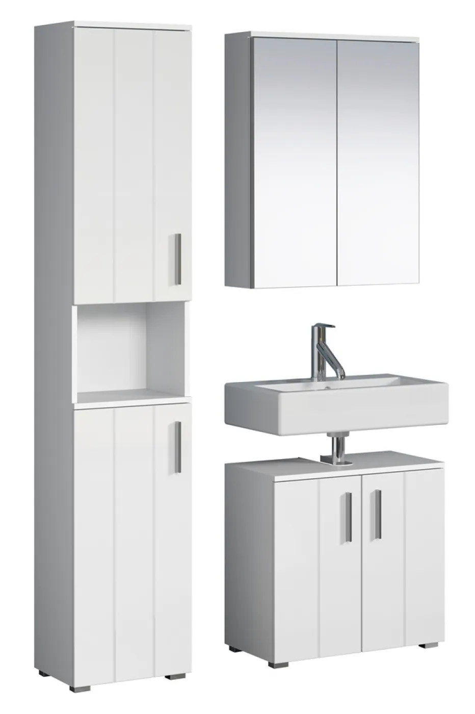 Badezimmer-Set Wons | weiß Hochglanz | 3-teilig ohne Beleuchtung