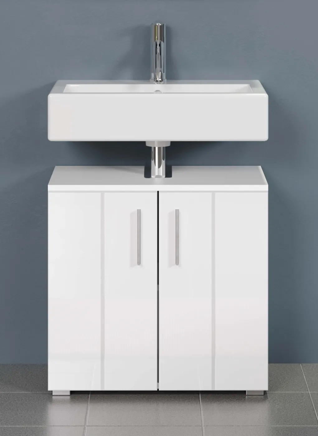 Badezimmer-Set Wons | weiß Hochglanz | 4-teilig mit Beleuchtung