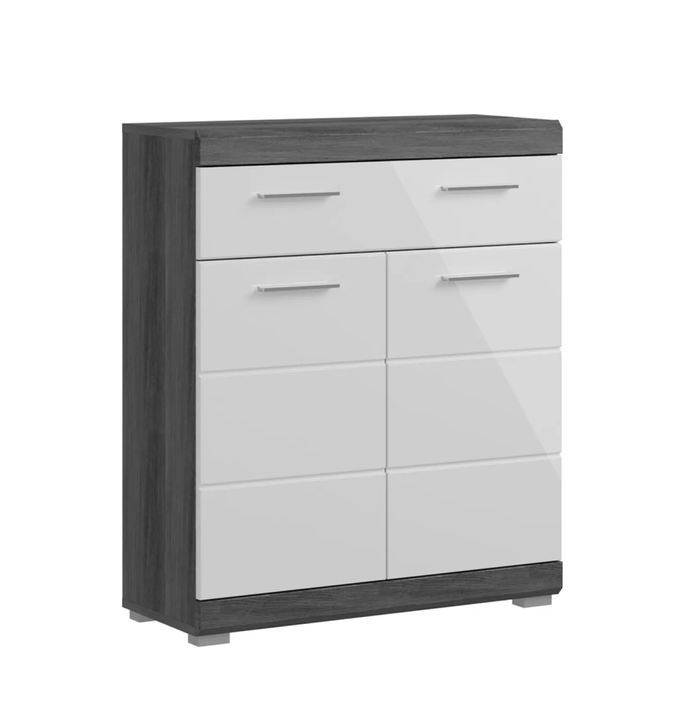 Badezimmerkommode Scout | weiß Hochglanz / rauchsilber