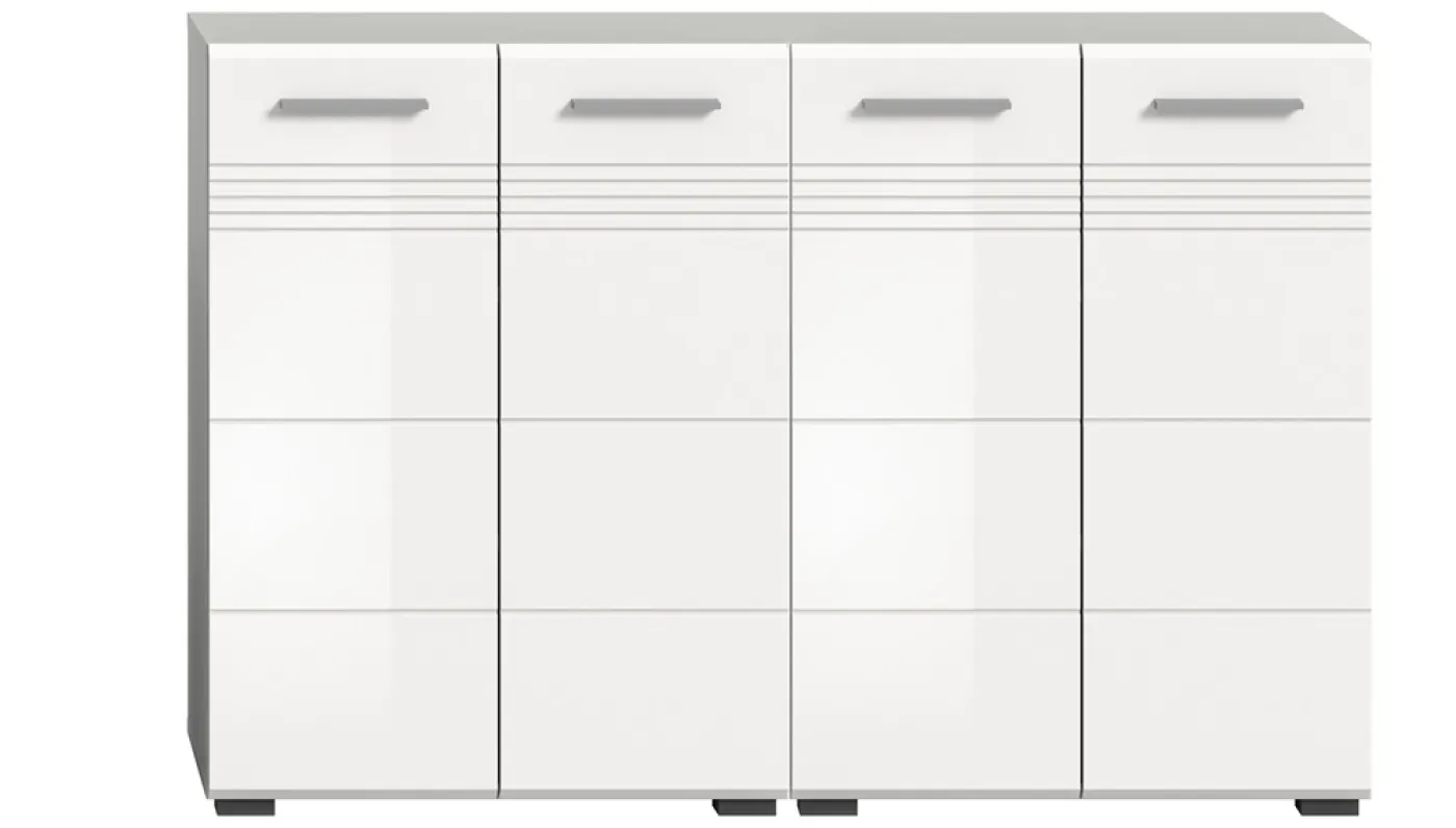 Badezimmerschrank Copa | 2 teilig | hellgrau / weiß Hochglanz