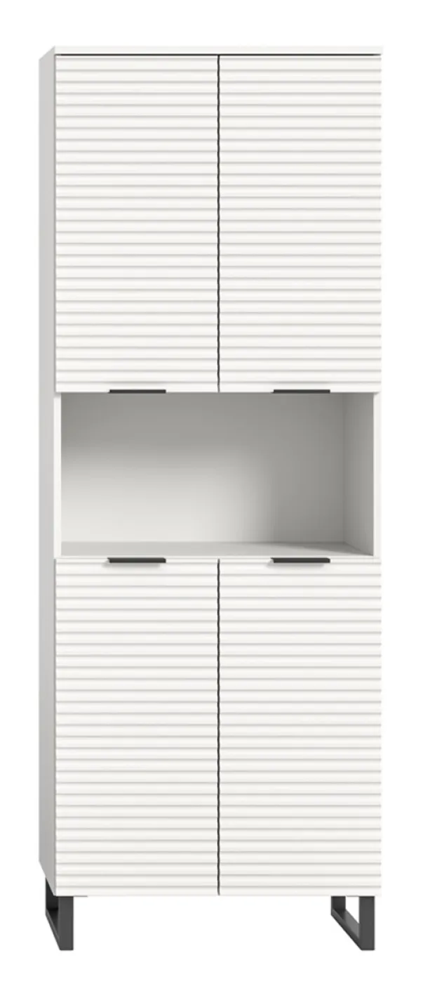 Badezimmerschrank Hochschrank Riff | weiß
