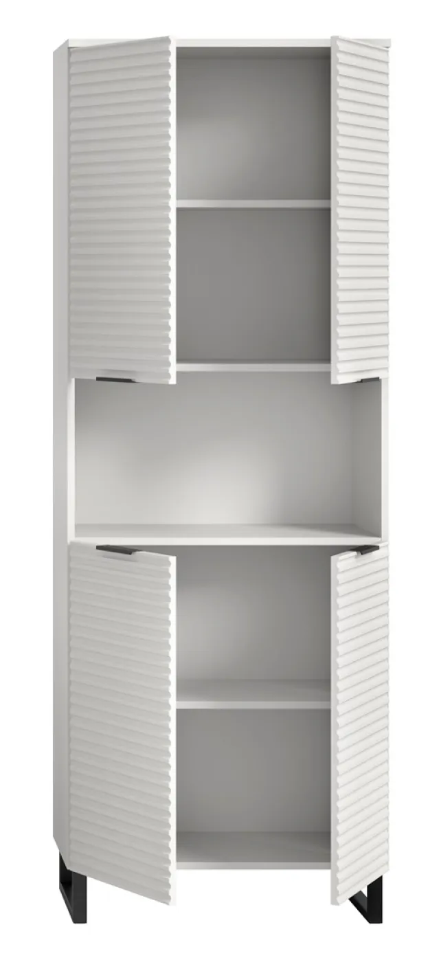 Badezimmerschrank Hochschrank Riff | weiß