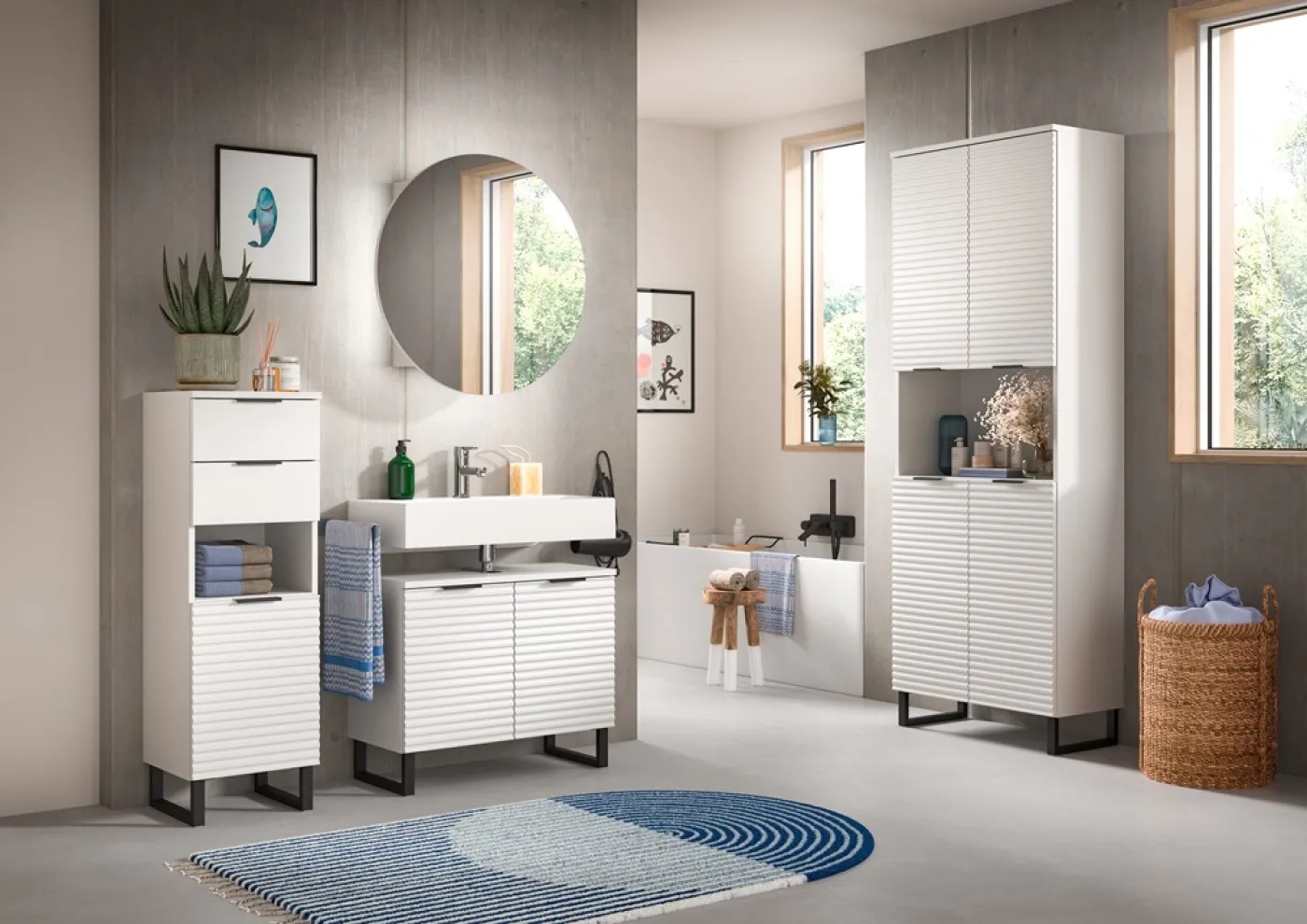 Badezimmreschrank | Standschrank Riff | weiß