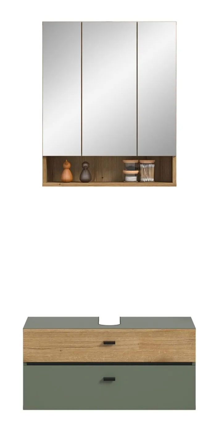 Badkombination Bad Set Aqua | 2-teilig | Sage Green / Evoke Oak mit