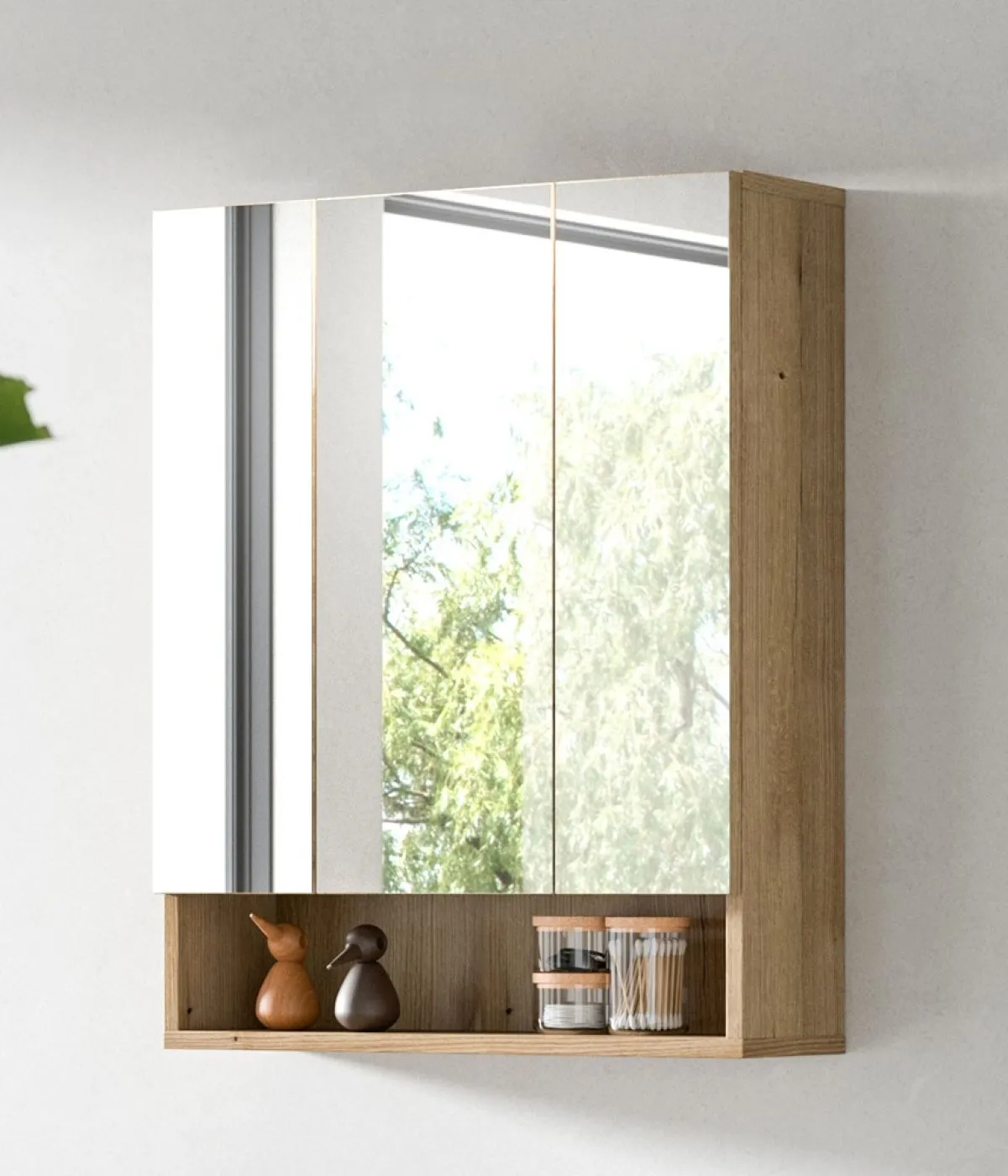 Badkombination Bad Set Aqua | 3-teilig | Kaschmir / Evoke Oak mit Beleuchtung