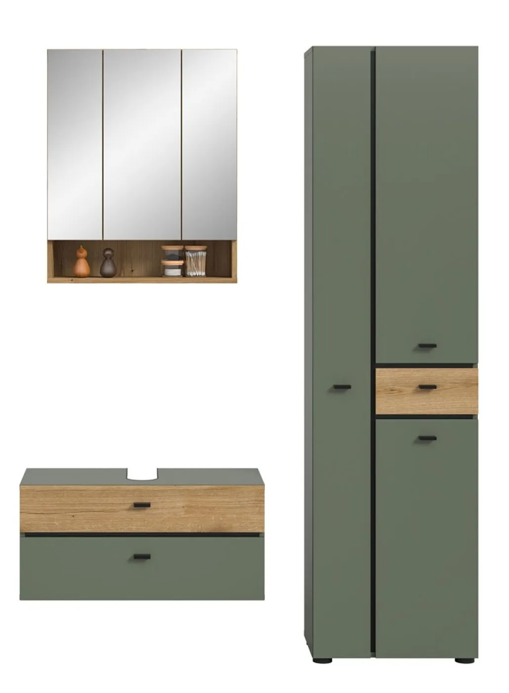 Badkombination Bad Set Aqua | 3-teilig | Sage Green / Evoke Oak ohne