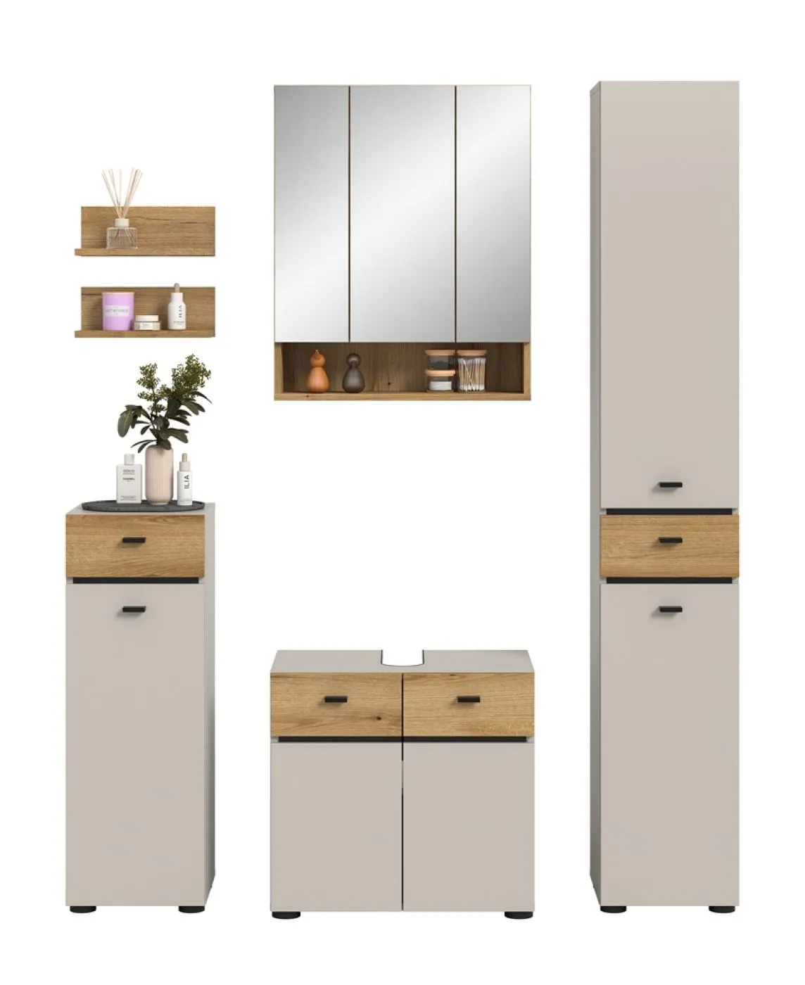 Badkombination Bad Set Aqua | 5-teilig | Kaschmir / Evoke Oak