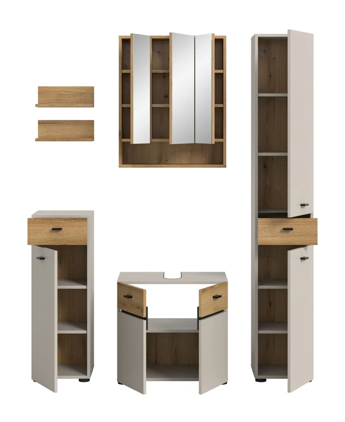 Badkombination Bad Set Aqua | 5-teilig | Kaschmir / Evoke Oak