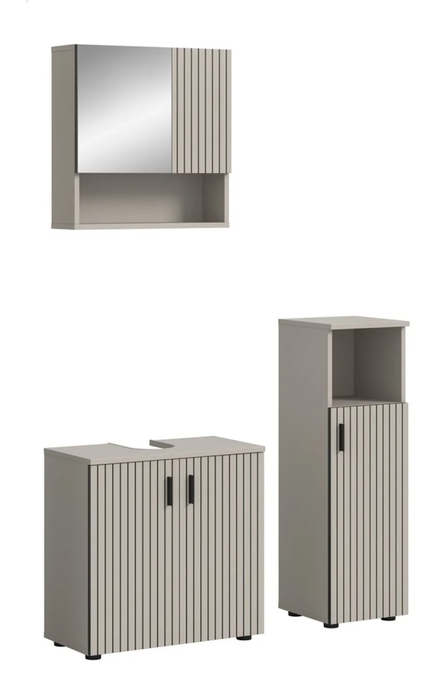 Badkombination Mone 1 | 3-teilig | Kaschmir mit Aufsatzleuchte