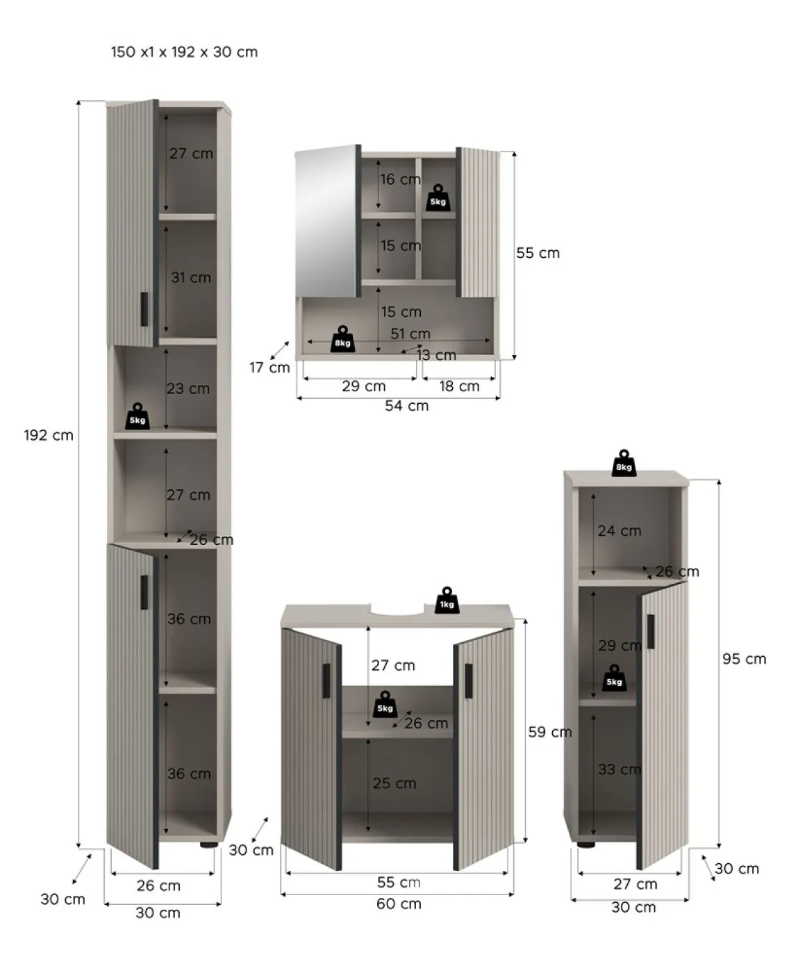 Badkombination Mone 1 | 4-teilig | Kaschmir