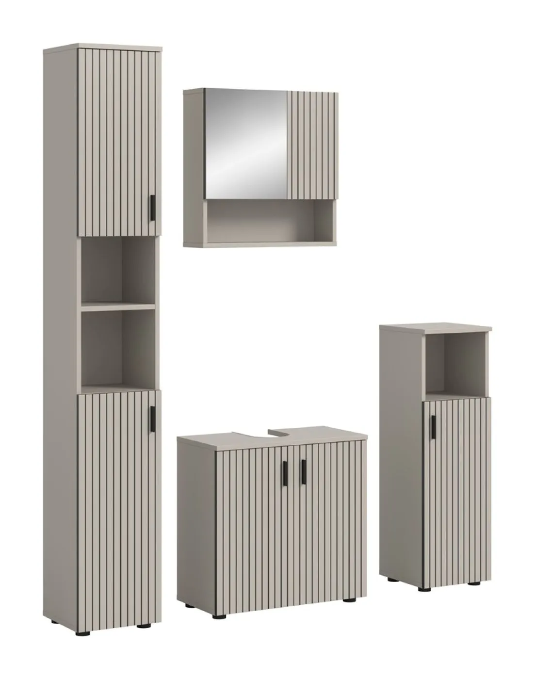 Badkombination Mone 1 | 4-teilig | Kaschmir mit Aufsatzleuchte