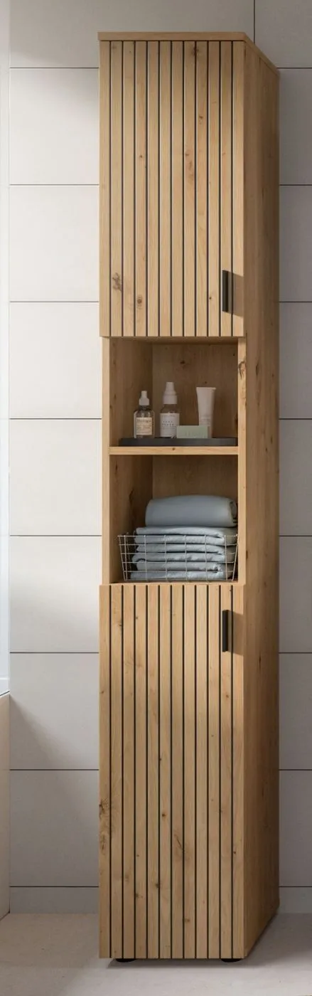 Badkombination Mone 2 | 3-teilig | Artisan Oak mit Aufsatzleuchte