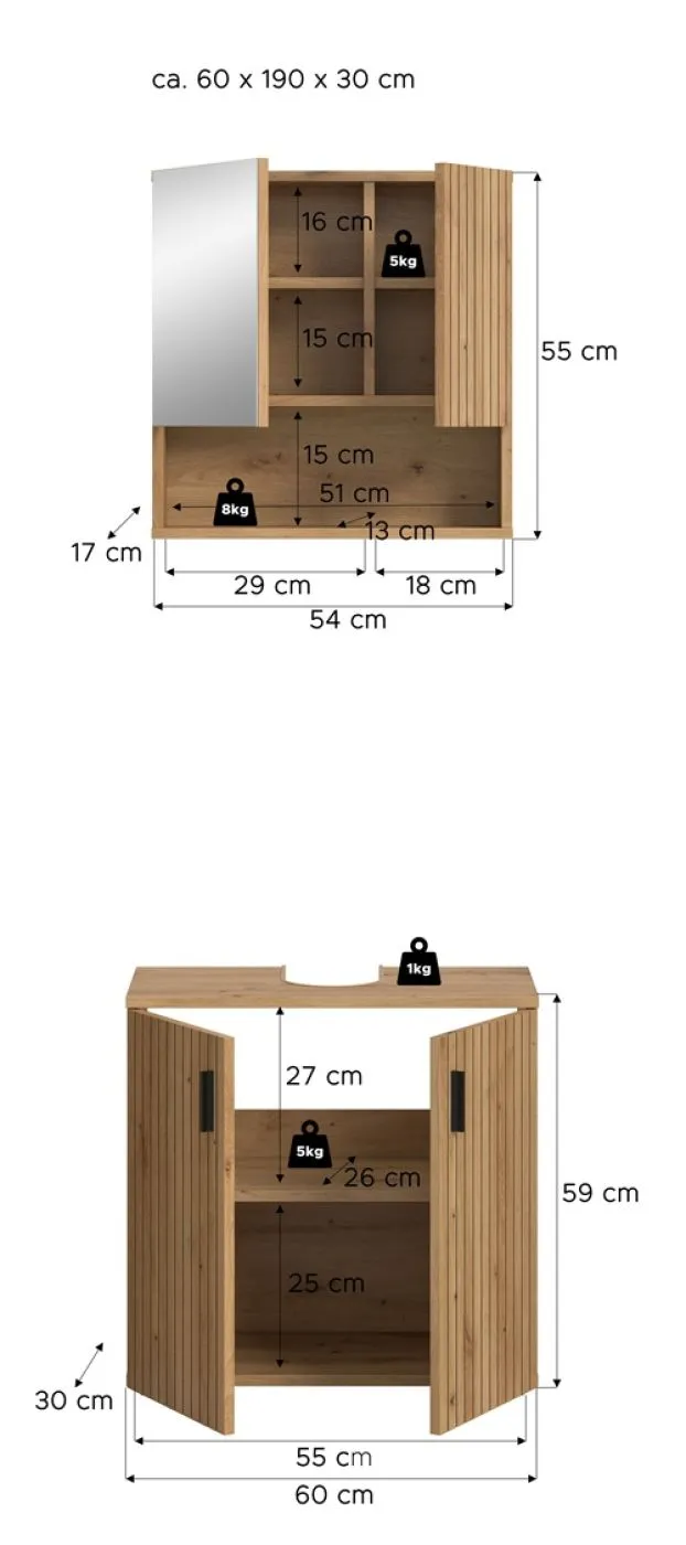 Badkombination Mone | 2-teilig | Artisan Oak ohne Aufsatzleuchte