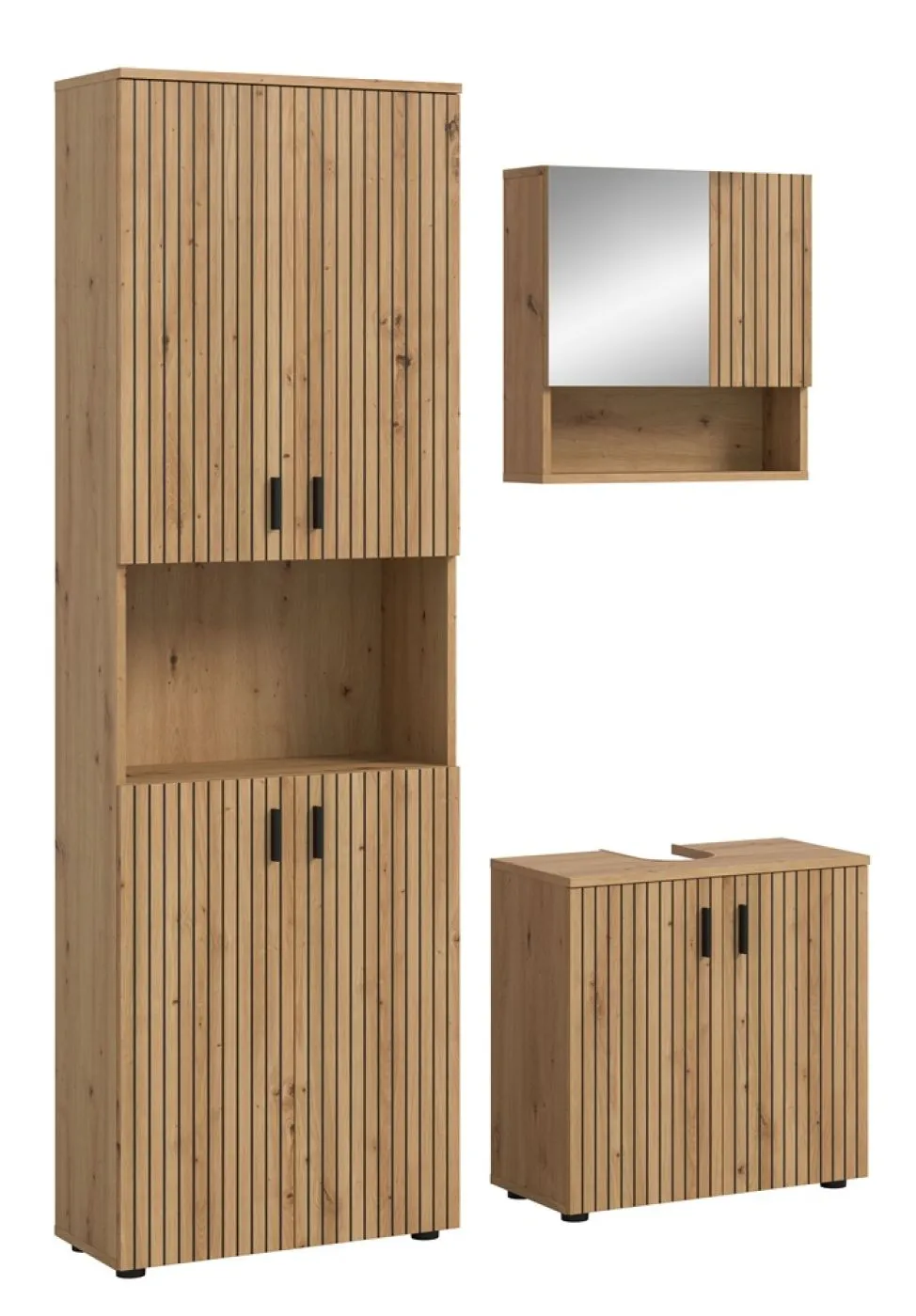 Badkombination Mone | 3-teilig | Artisan Oak mit Aufsatzleuchte