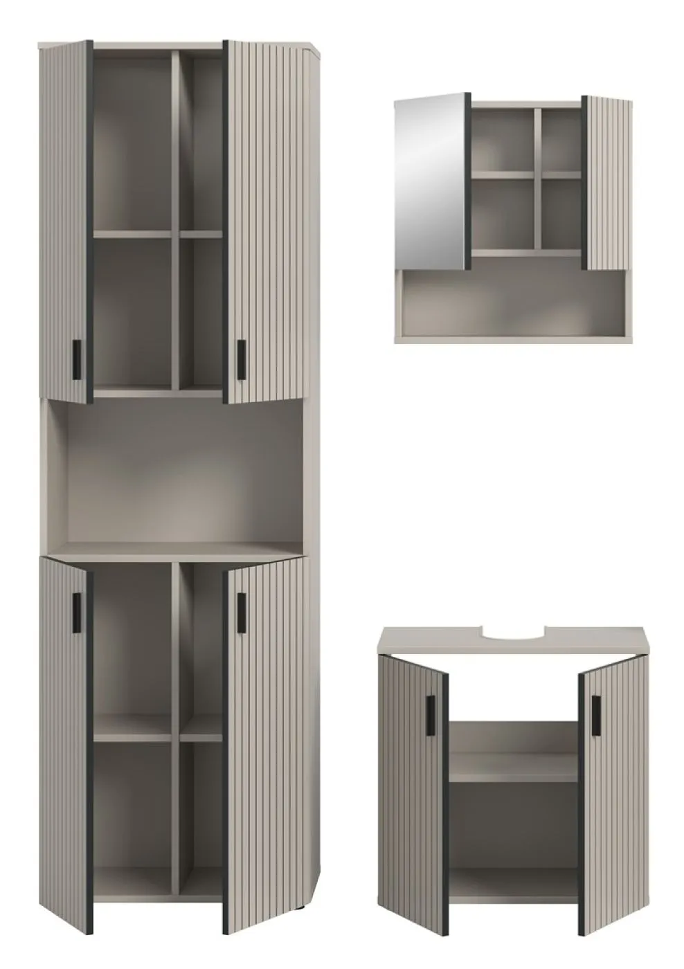 Badkombination Mone | 3-teilig | Kaschmir mit Aufsatzleuchte