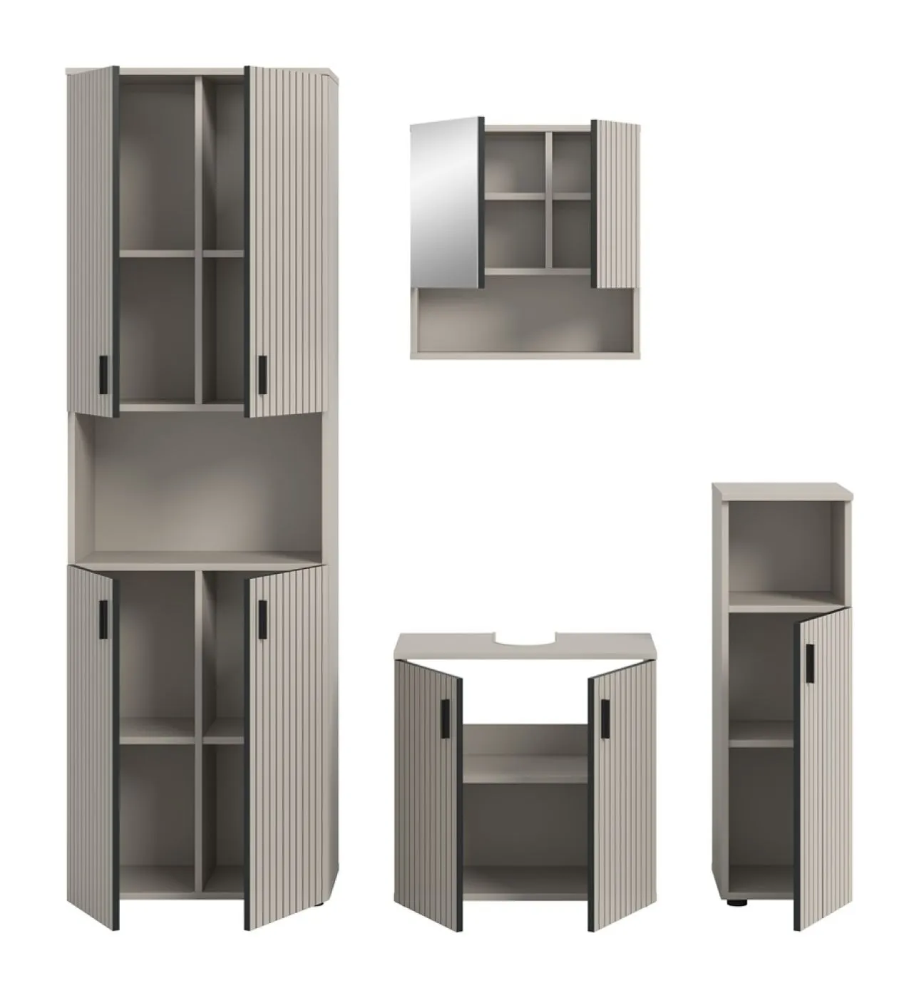 Badkombination Mone | 4-teilig | Kaschmir mit Aufsatzleuchte