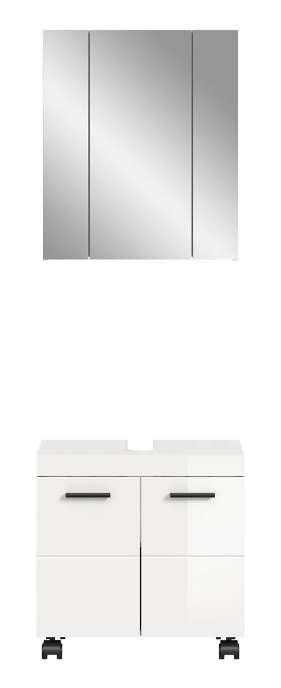 Badkombination Nova 1 | 2-teilig | weiß Hochglanz mit Aufsatzleuchte