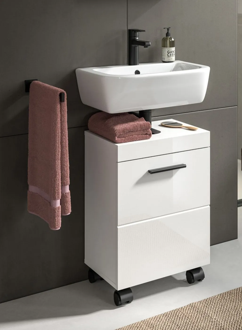 Badkombination Nova | 2-teilig | weiß Hochglanz ohne Aufsatzleuchte