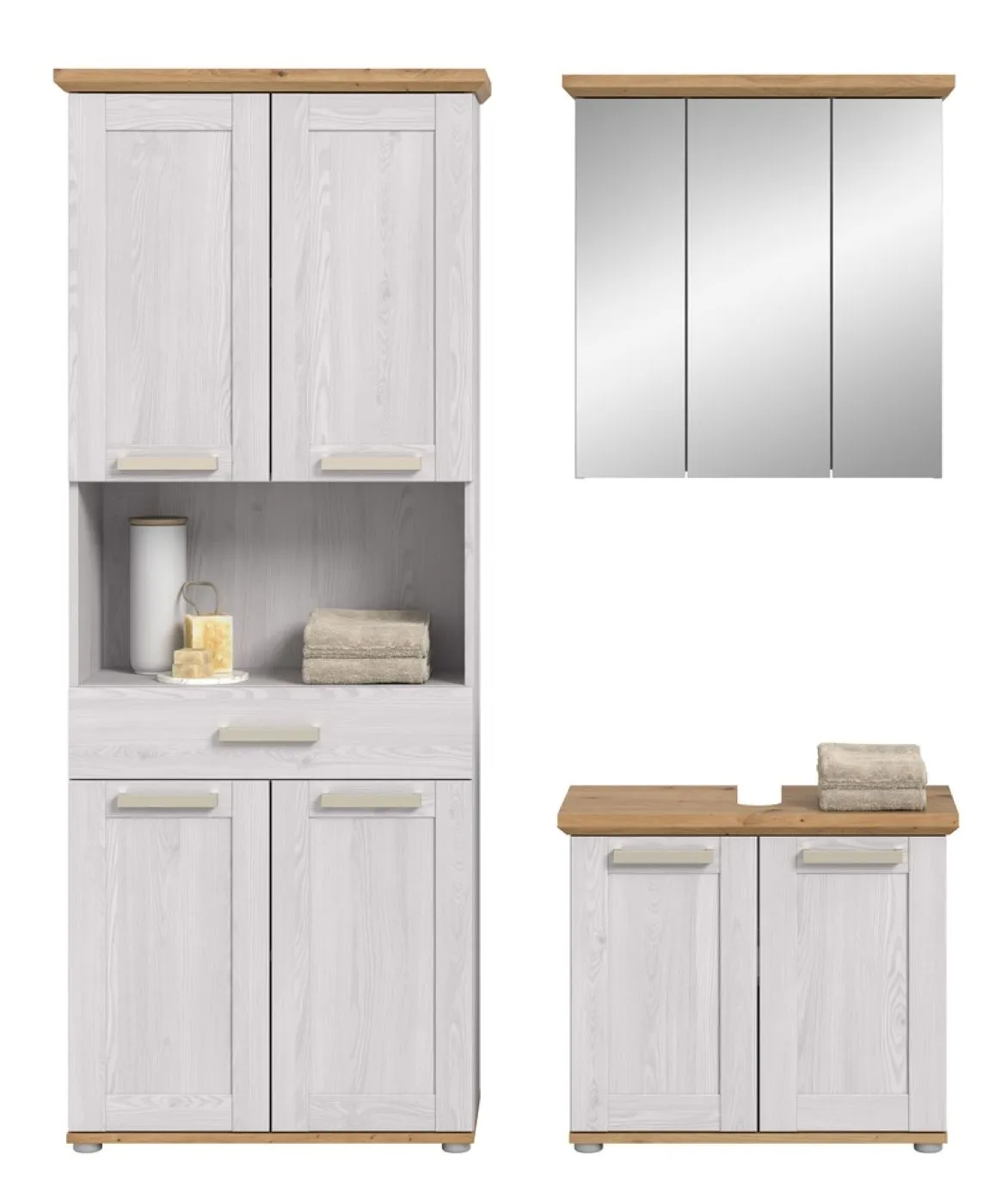 Badkombination Verona 1 | 3-teilig | Sibiu Larche / Artisan Eiche mit Aufsatzleuchte