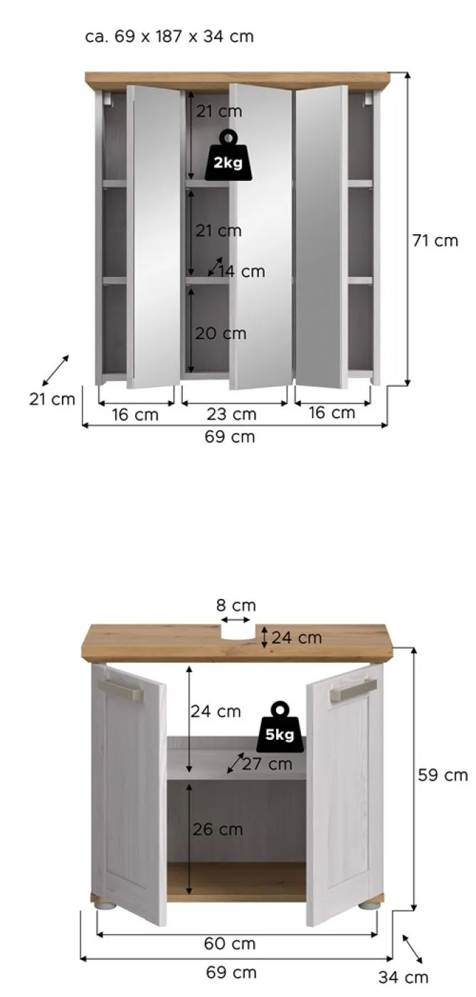 Badkombination Verona | 2-teilig | Sibiu Larche / Artisan Eiche