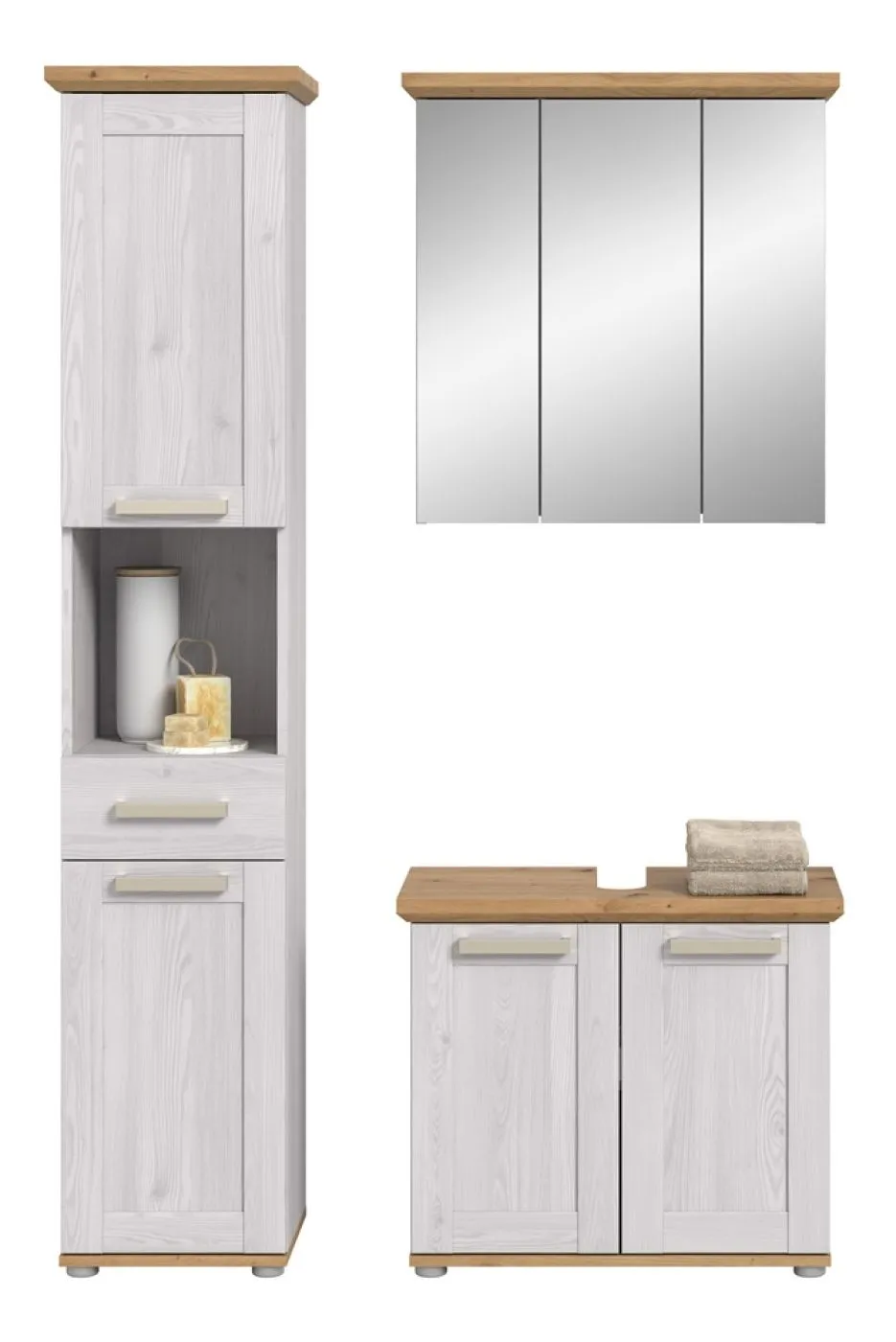 Badkombination Verona | 3-teilig | Sibiu Larche / Artisan Eiche mit Aufsatzleuchte