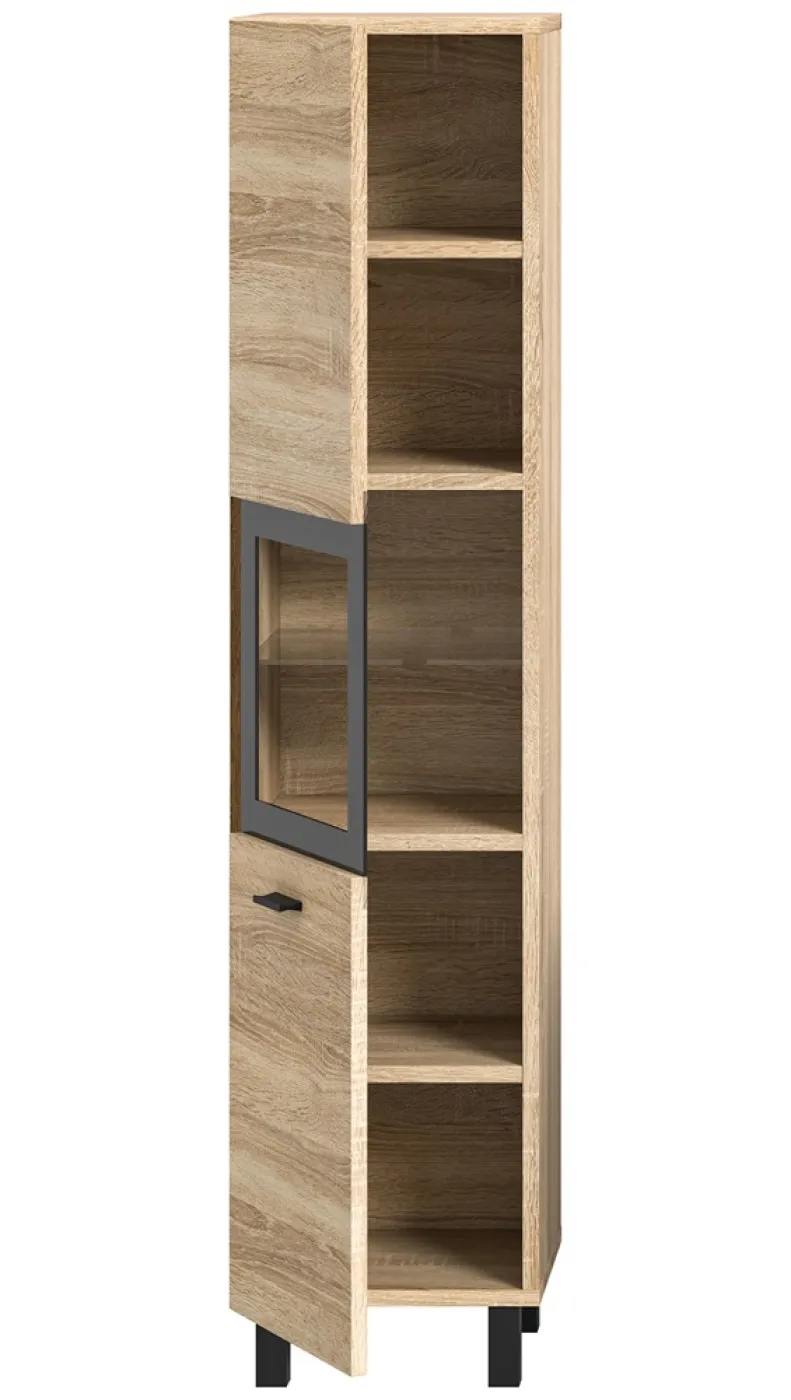 Badschrank Boston | mit Glastür | Eiche Sonoma | ohne Glasbodenclip