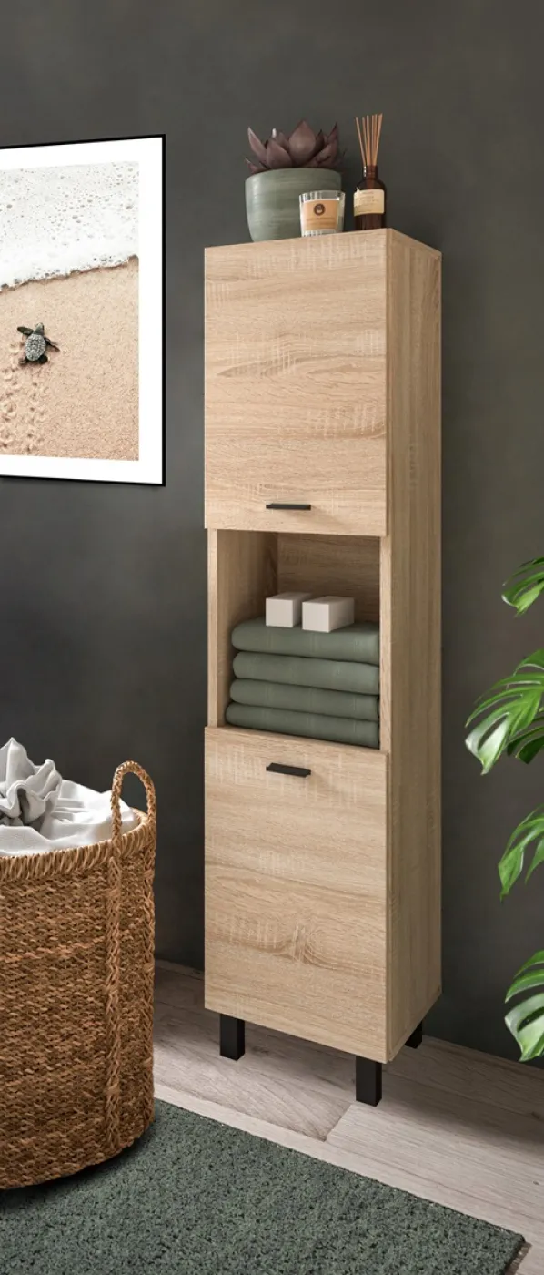 Badschrank Boston | mit offenem Fach | Eiche Sonoma