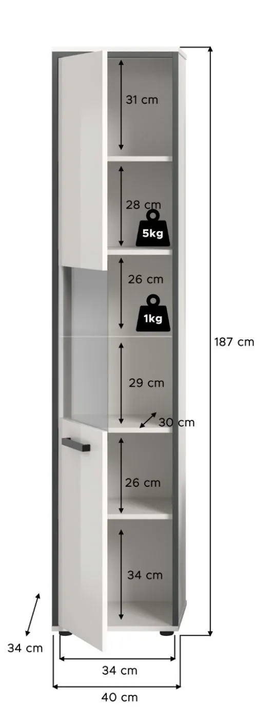 Badschrank Kojak 2 | weiß / weiß Hochglanz | optional Beleuchtung
