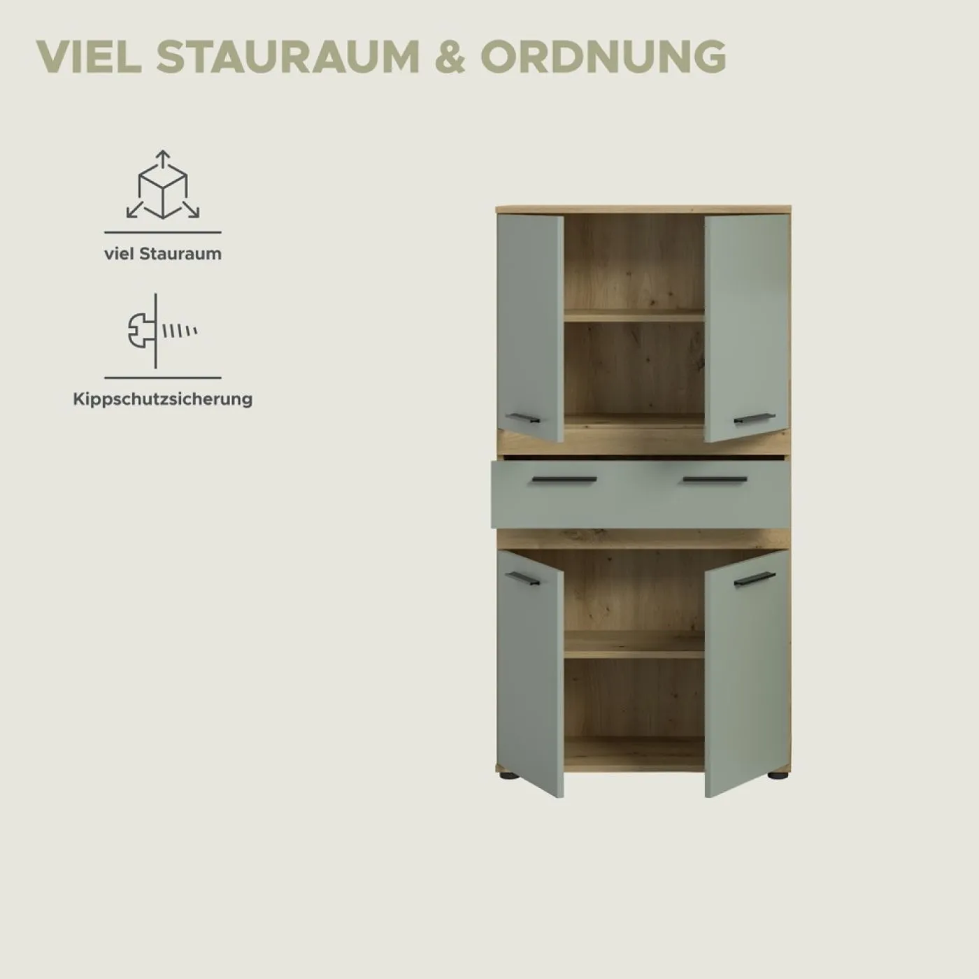 Badschrank Schrank Blake 1 | Salbei / Artisan Eiche