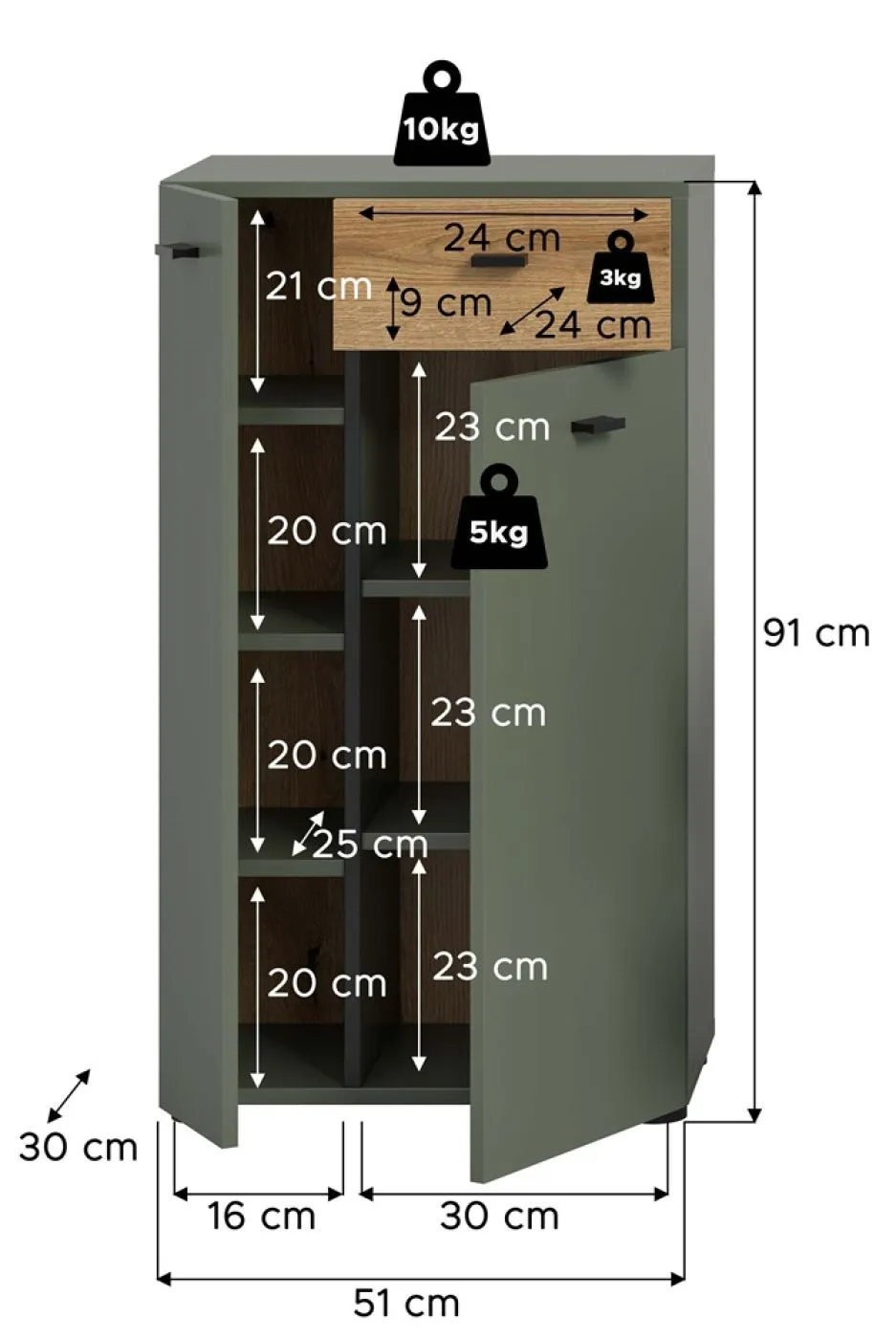 Badschrank Standschrank Aqua | Sage Green / Evoke Oak