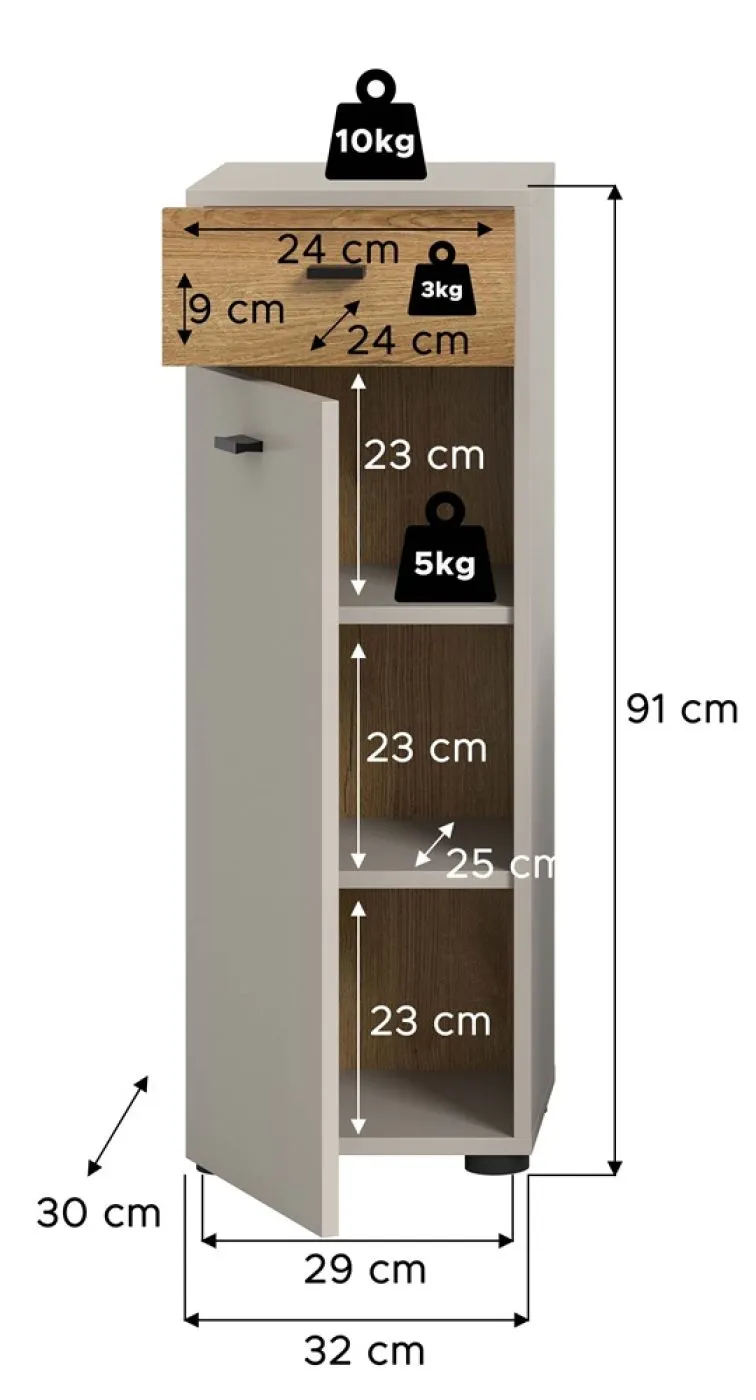 Badschrank Unterschrank Aqua | Kaschmir / Evoke Oak
