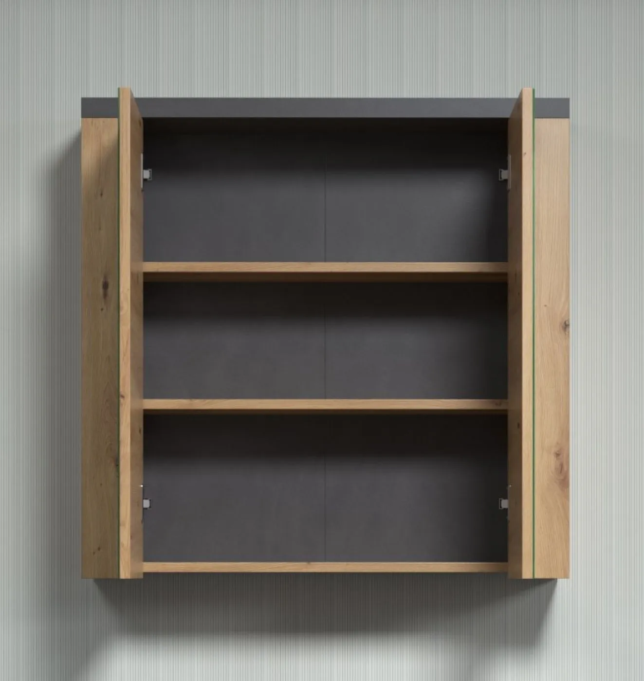 Spiegelschrank Bad Follow | Artisan Eiche / Matera grau mit LED Aufsatzleuchte