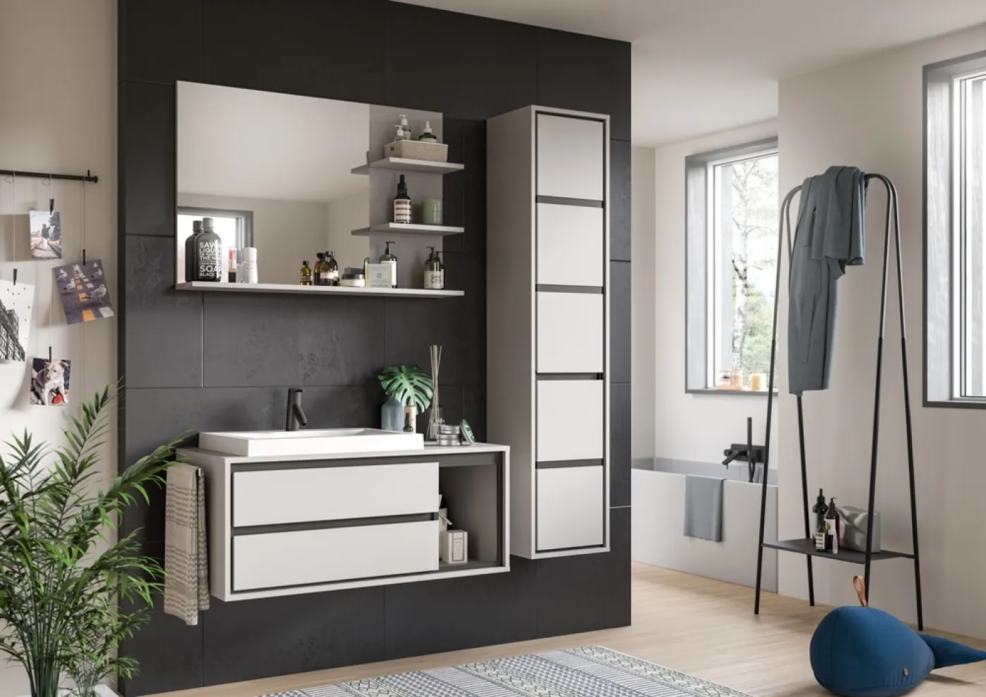 Badspiegel Jaru | grau