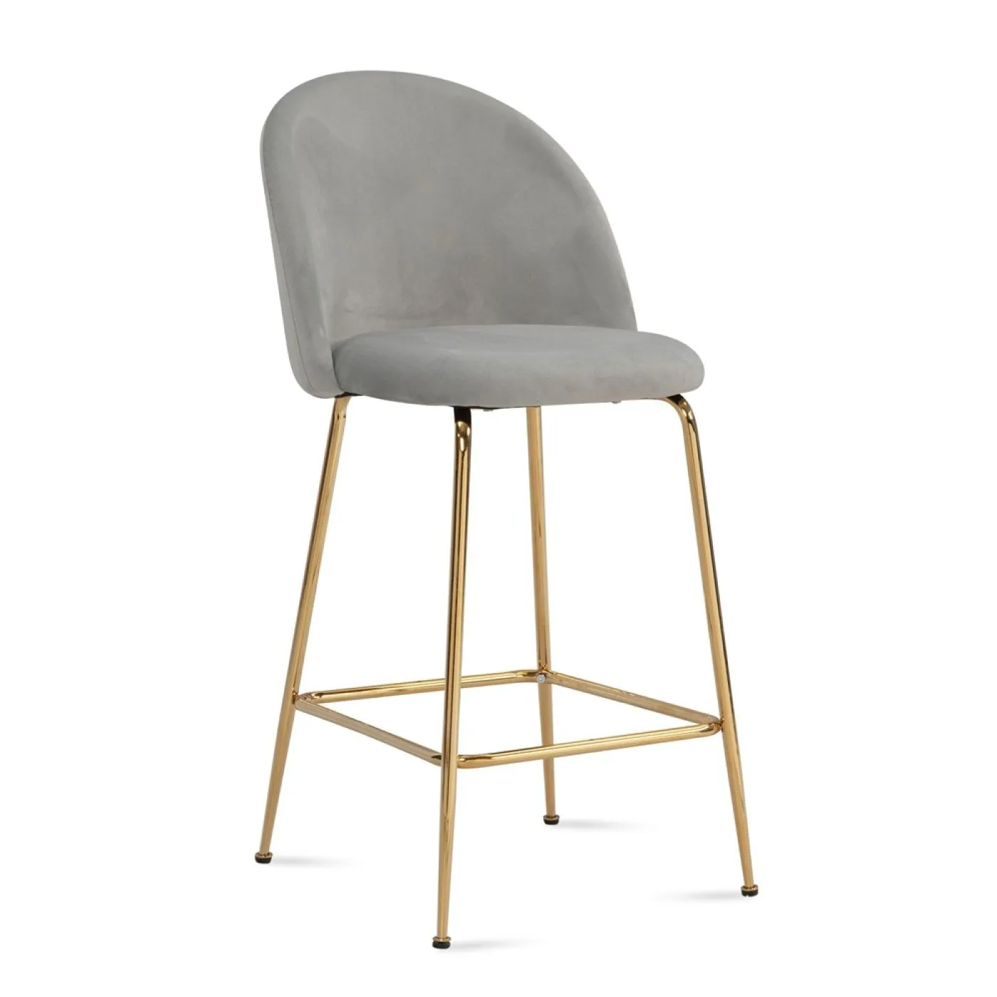 Barhocker 2er Set Diama | mit goldenen Beinen | samt | grau