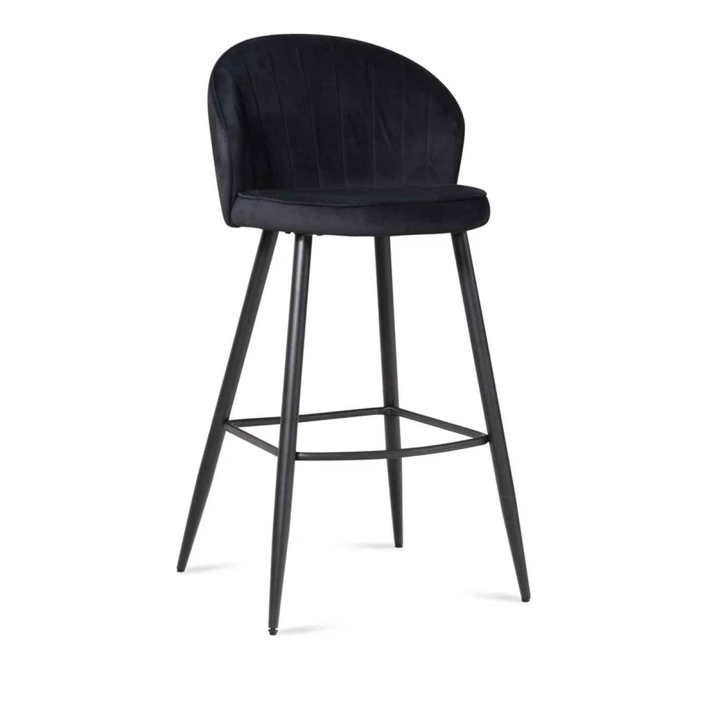 Barhocker 2er Set Shella | mit Fußablage | samt | schwarz