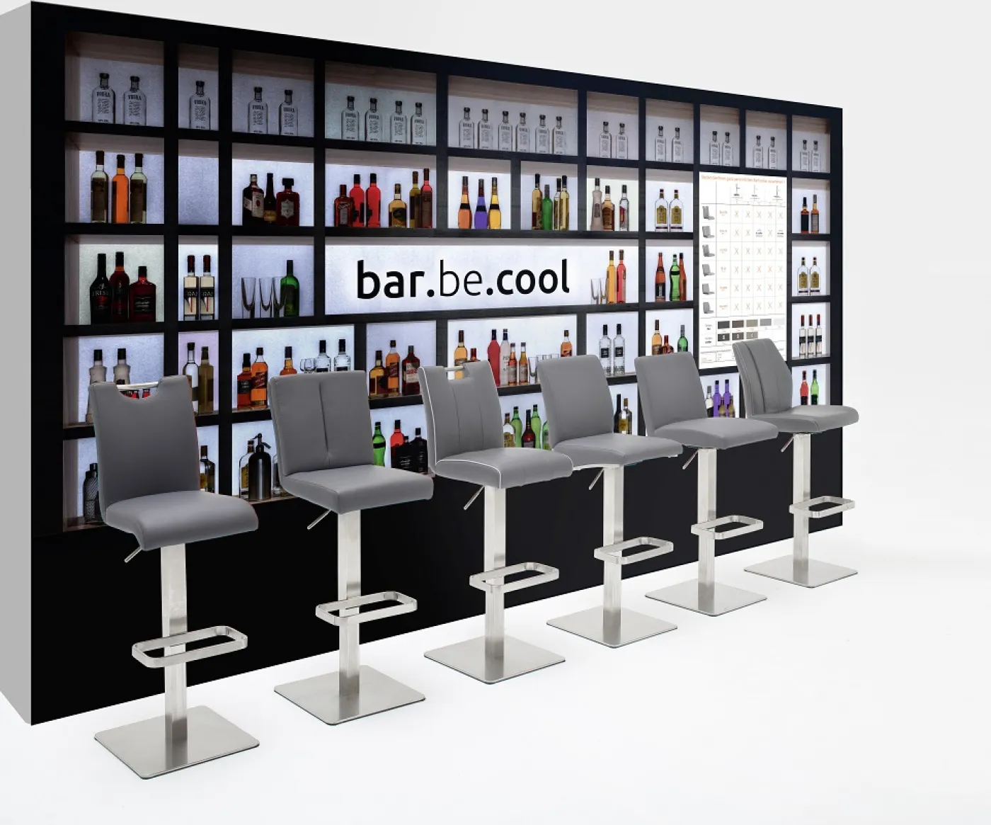 Barstuhl Casta | Kunstleder | Edelstahl | quadratisch | drehbar | grau