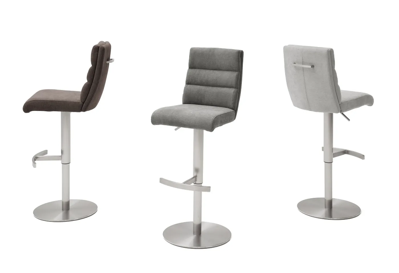 Barstuhl Giulia 1 | Feingewebe Romeo | Edelstahl | drehbar | braun