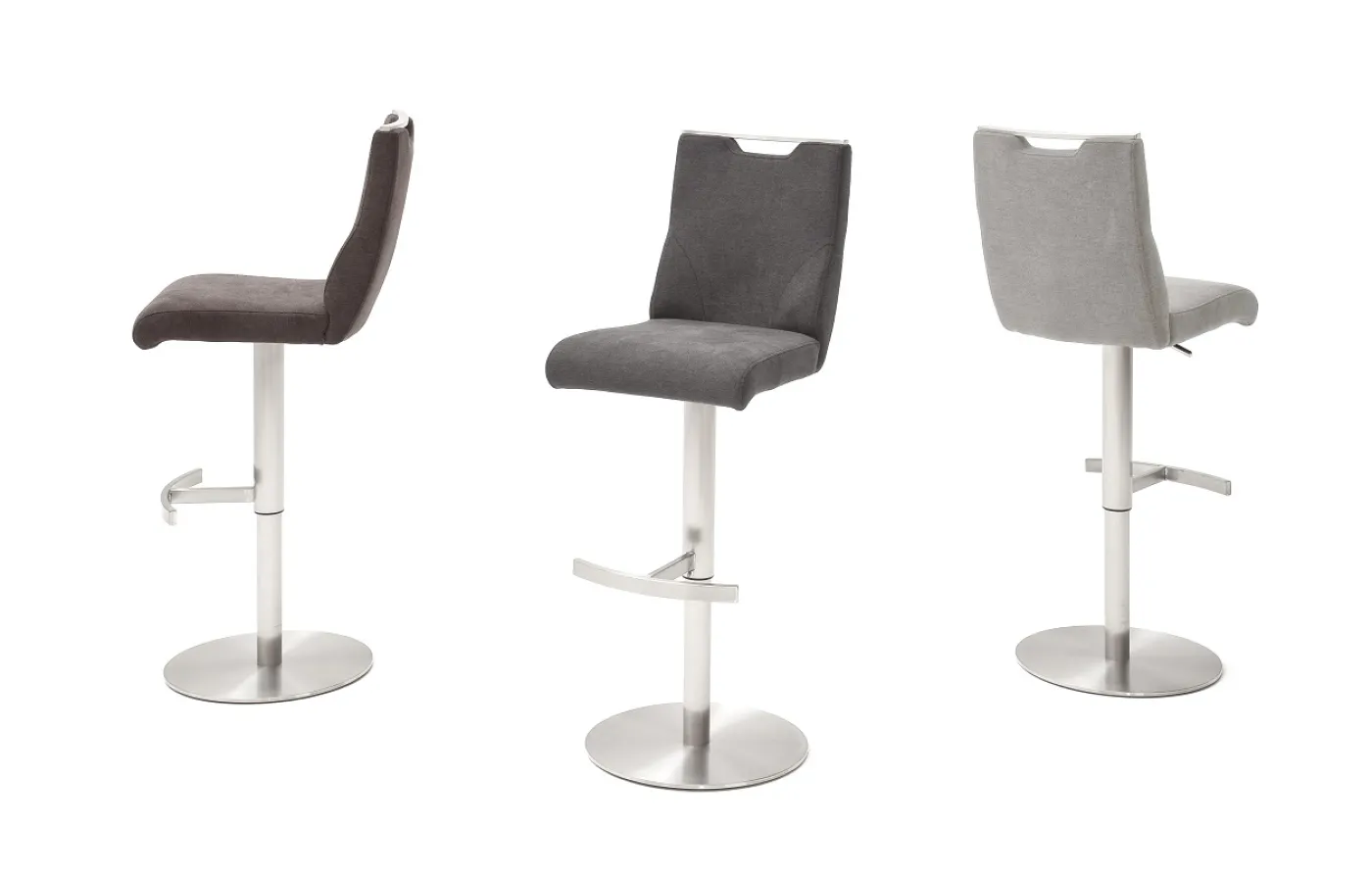 Barstuhl Giulia 2 | Feingewebe Romeo | Edelstahl | drehbar | anthrazit