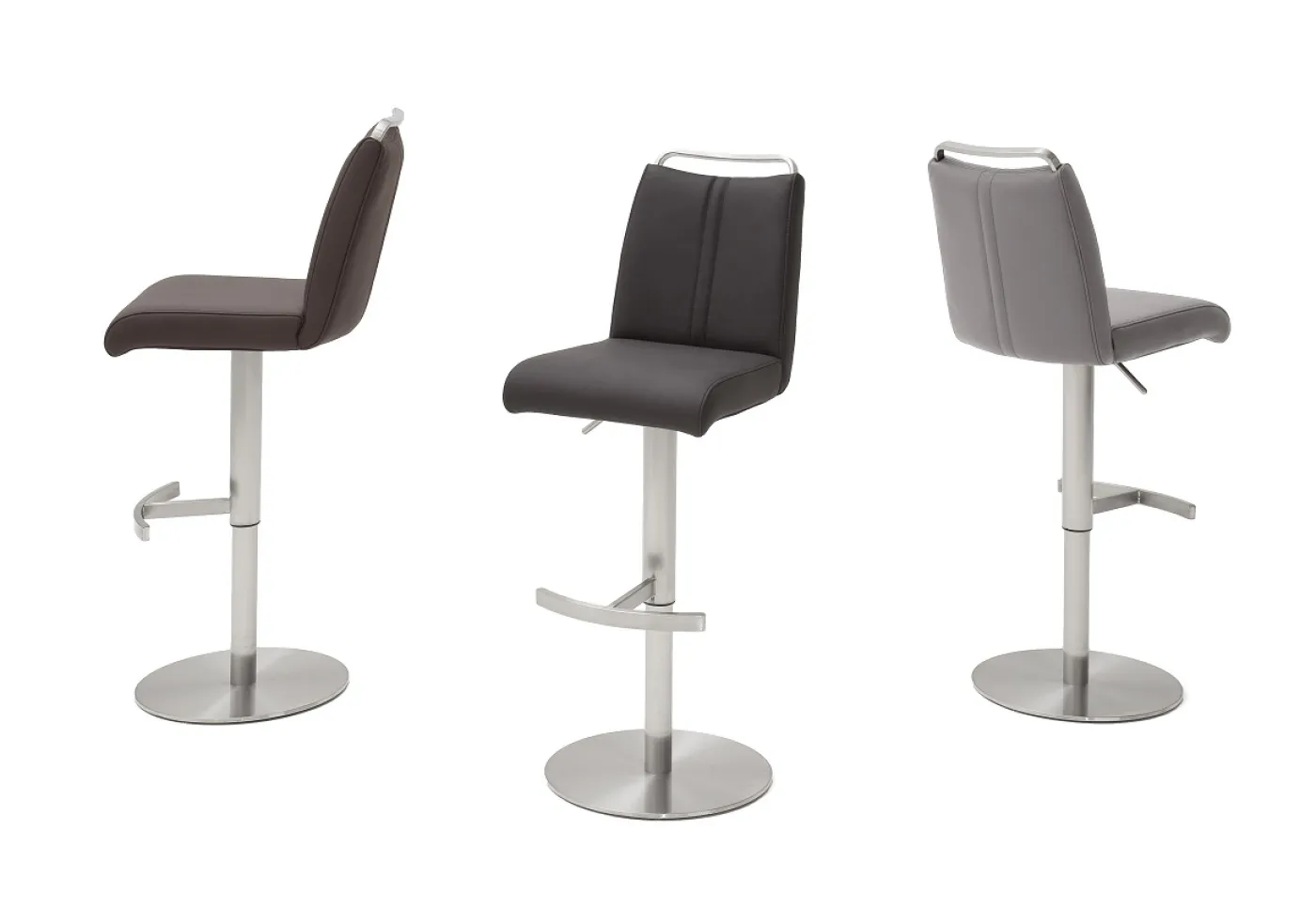 Barstuhl Giulia | Leder | Edelstahl | drehbar | braun